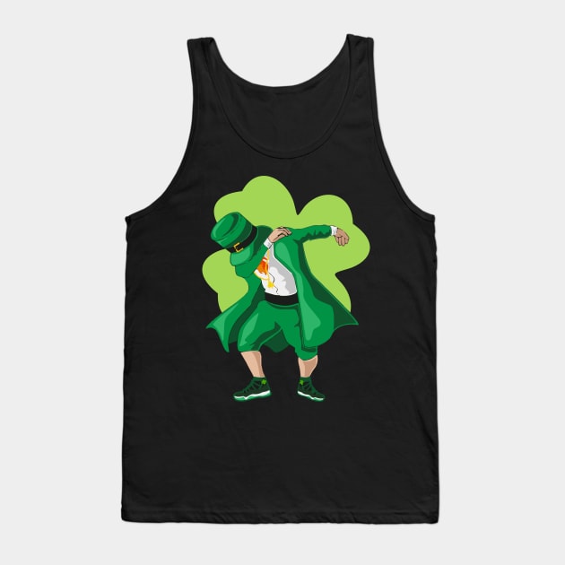 Dabbing Leprechaun Shamrock Paddy Day Tank Top by Xeire